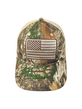 Realtree Edge Camo Hat Snapback Cap US Flag Patch Mesh Trucker Hunting Fishing